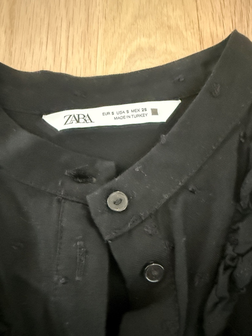 Zara Black Ruffled Button-Front Mini Dress - Picture 3 of 4